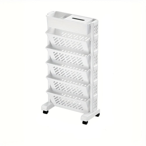 Bookshelf with Wheels and Storage Cart (6-Tier)