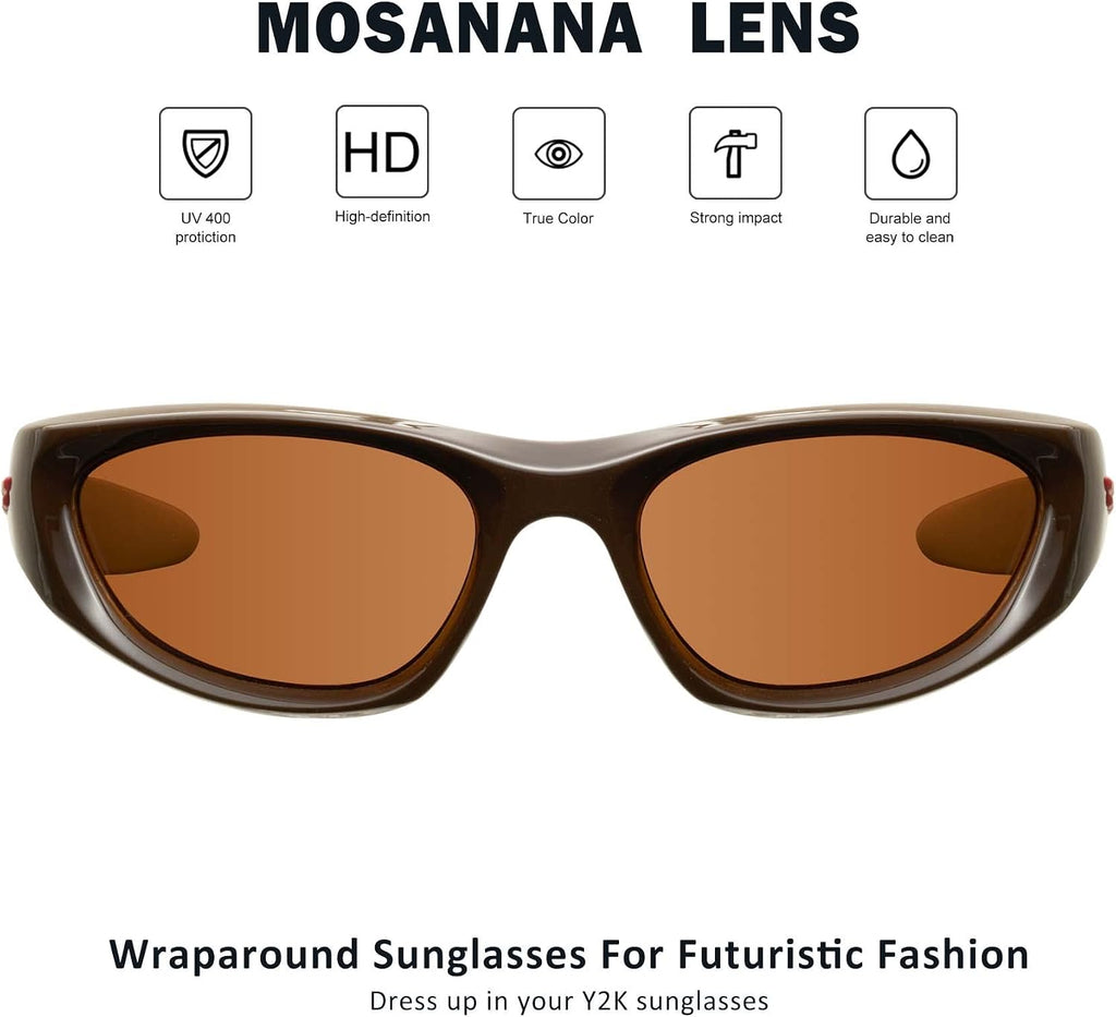 mosanana Wrap Around Y2K Sunglasses for Women and Men Model Freak