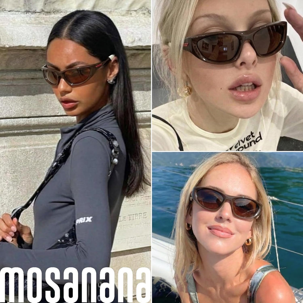 mosanana Wrap Around Y2K Sunglasses for Women and Men Model Freak