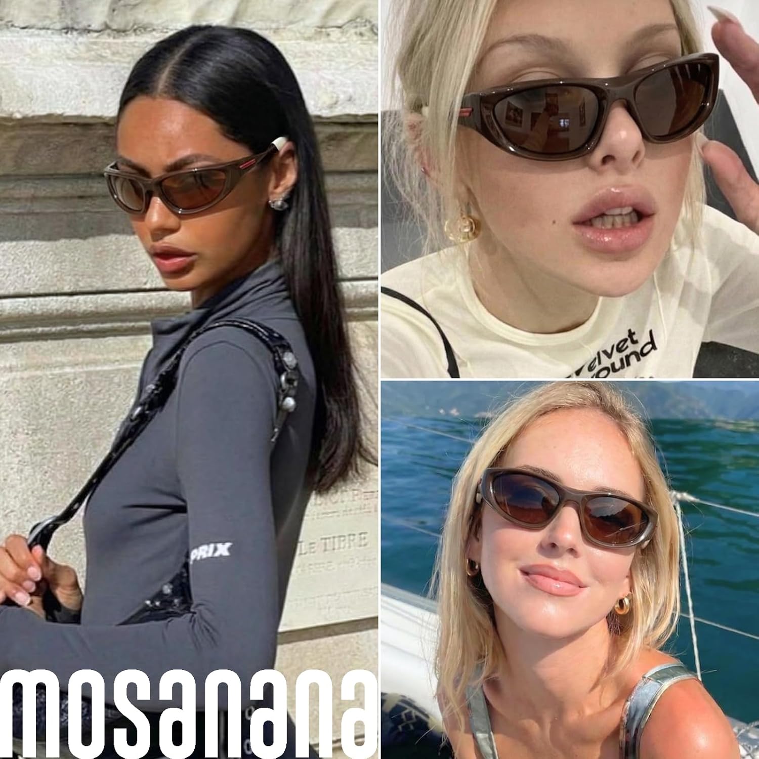 mosanana Wrap Around Y2K Sunglasses for Women and Men Model Freak