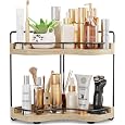 2-Tier Bathroom Counter Organizer, Wooden Corner Shelf for Vanity Countertop Skincare & Makeup, Storage and Organization for Kitchen