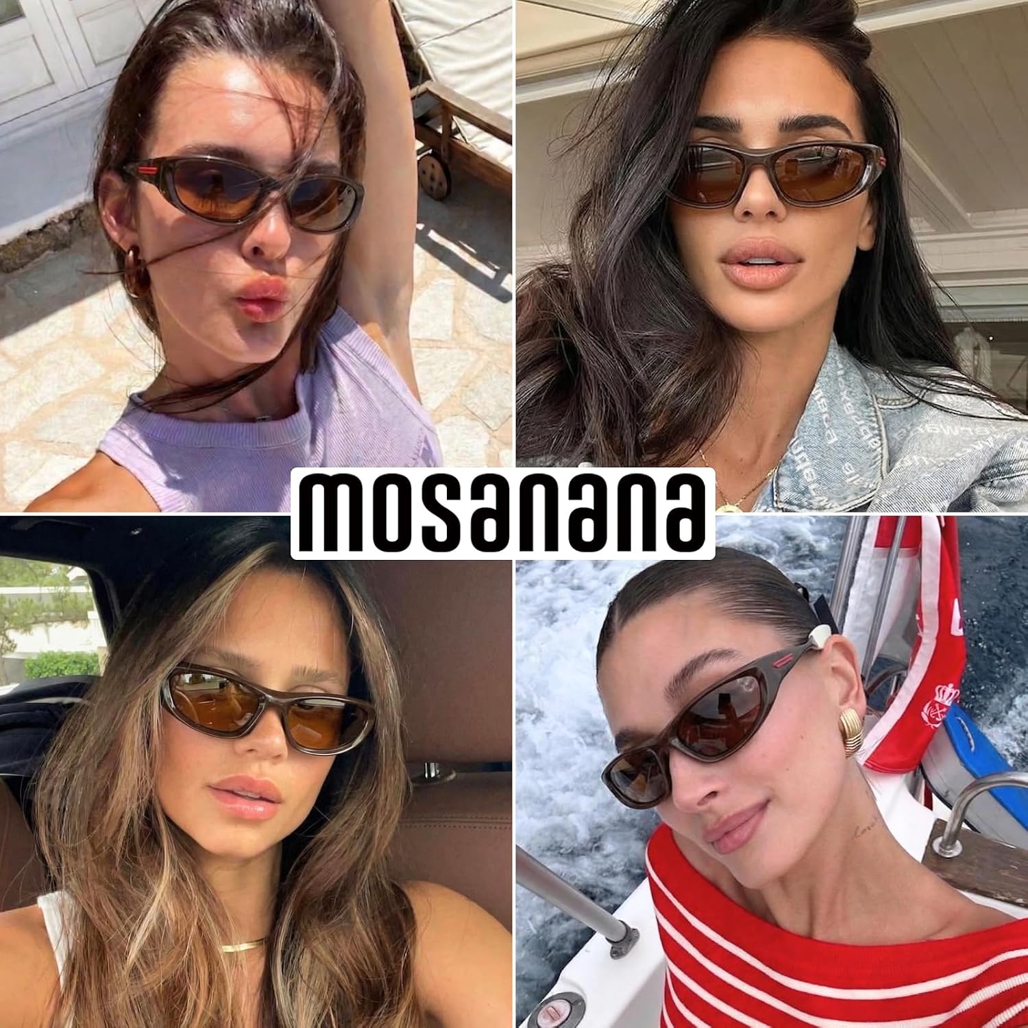 mosanana Wrap Around Y2K Sunglasses for Women and Men Model Freak