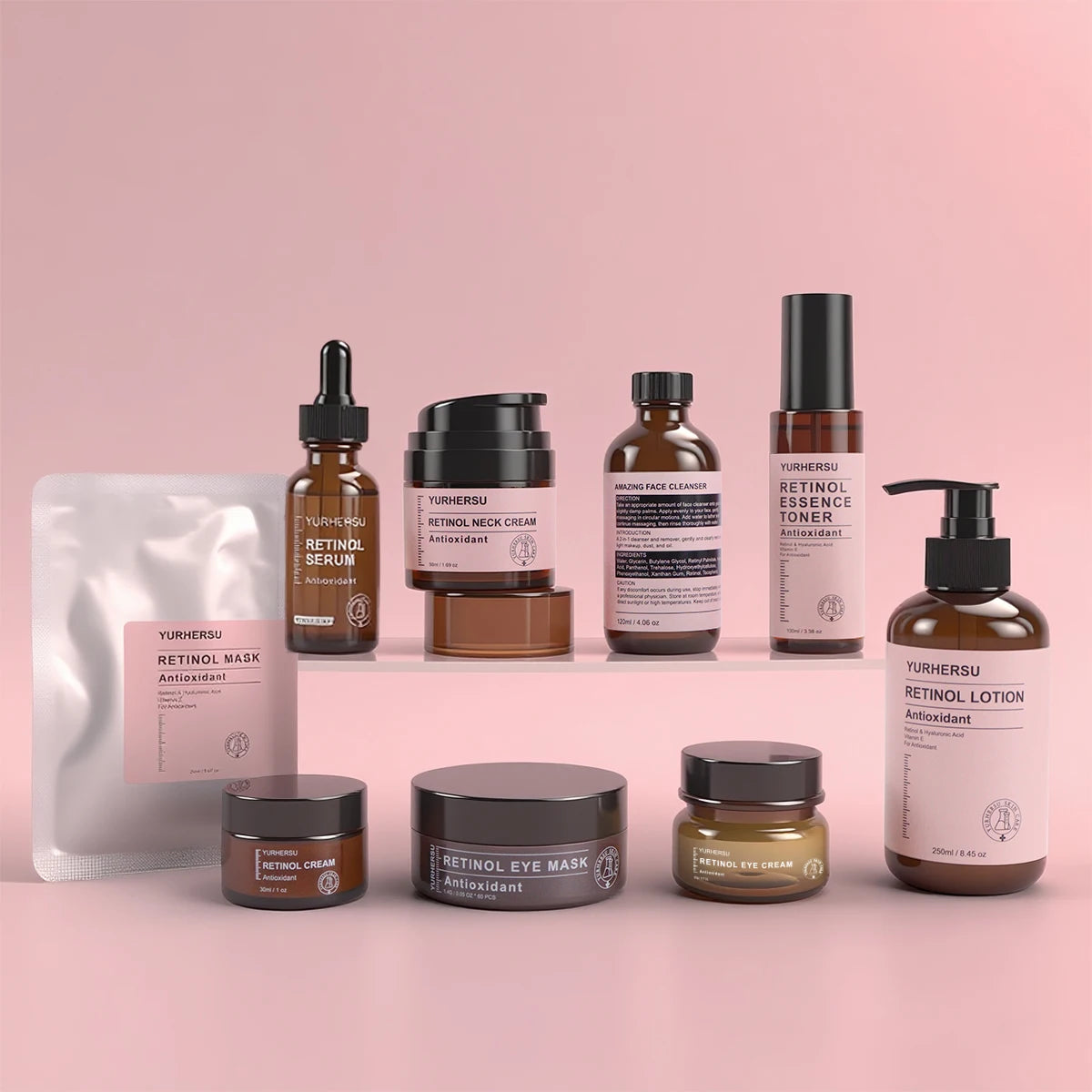 Retinol Skincare Set Anti-Aging Kit with Cream Serum Eye Cream Anti-Wrinkle Cleanser Serum Moisturizer