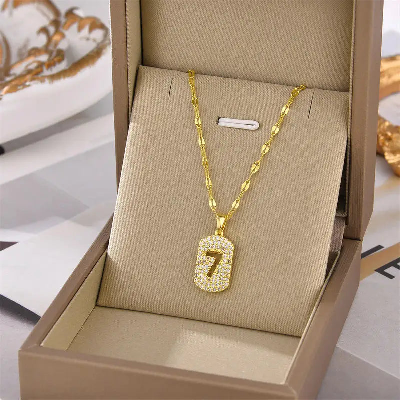 Hot Selling Waterproof 18k Gold Plated Stainless Steel Necklace Zircon Cross Heart Butterfly Letter Pendant Necklace for Women