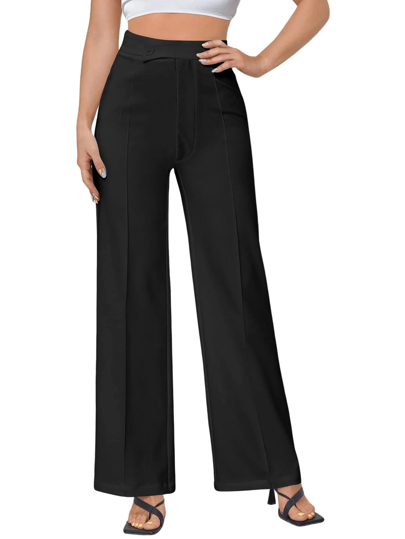 Hot Sale C230135 Daily Stretch Fabric Zipper Fly Long Straight Pants Solid Formal Trousers Women's Clothing