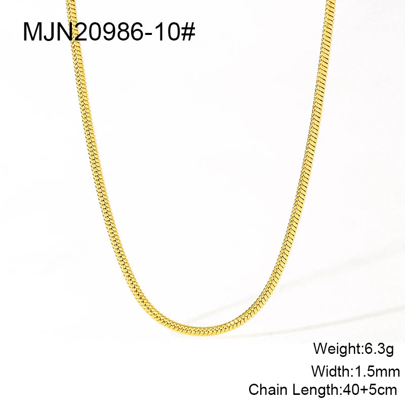 Waterproof PVD 18K Gold Plated Stainless Steel Cross Snake Bone Twist Box Chains Choker Chain Necklaces for Jewelry Making