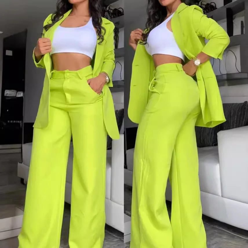 Elegant Pink Button Business Suit Set Women Formal Blazer and Pants Set Office Lady 2 Piece Outfit  Anti-pilling Women Sets