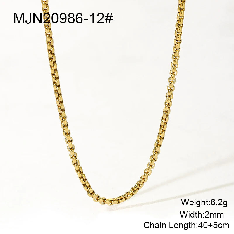 Waterproof PVD 18K Gold Plated Stainless Steel Cross Snake Bone Twist Box Chains Choker Chain Necklaces for Jewelry Making