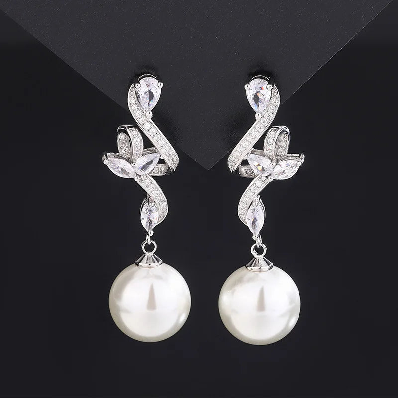 2025 New Brass Platinum Plated 14mm Fritillaria Pearl Fashion Simple Music Symbol Jewelry Set for Anniversary Occasions