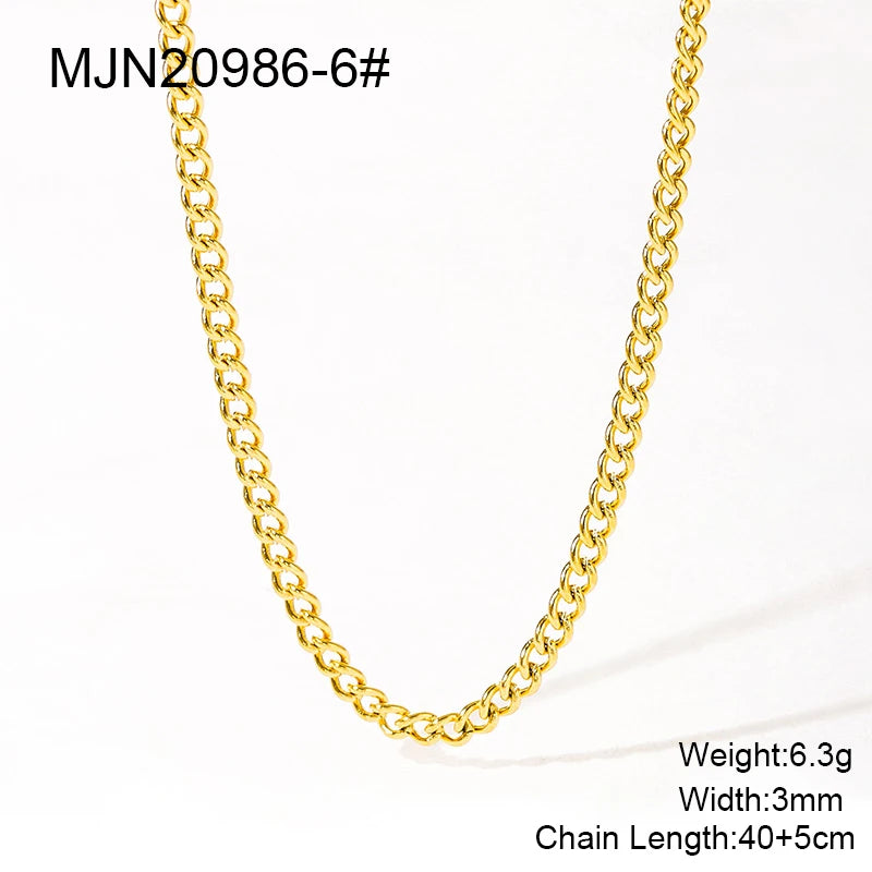 Waterproof PVD 18K Gold Plated Stainless Steel Cross Snake Bone Twist Box Chains Choker Chain Necklaces for Jewelry Making