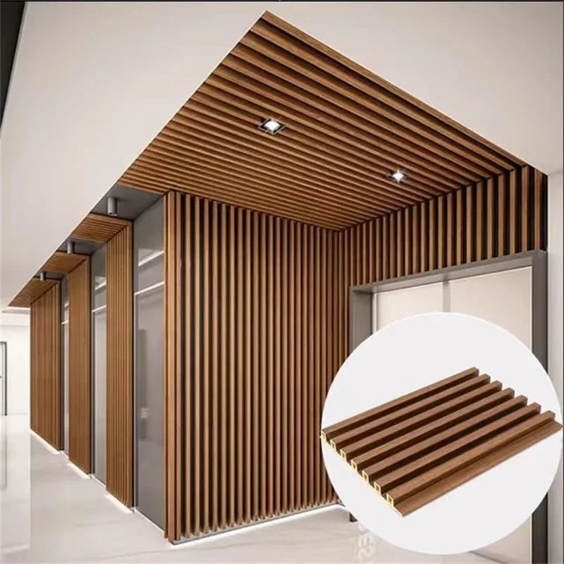 WPC Fluted Wall Panel 3D PVC Wood Alternative Outdoor/Commercial/Kitchen/Gym Panels Plastic Traditional Style for Kids