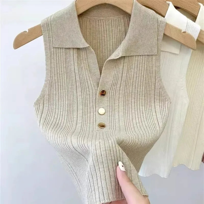 LHY Summer Knitted Vest Custom Tank Vest Slim Fit Hollow Lounge Mesh Camisole 2025 Fashion Basewear Wholesale Ribbed Crop OEM