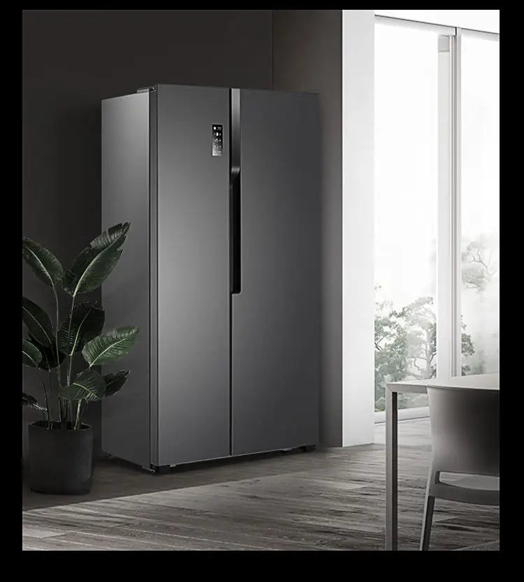 608L Double Door Refrigerator Retro Home Kitchen Double Door Small Appliances Cute European and Red and Black Refrigerator