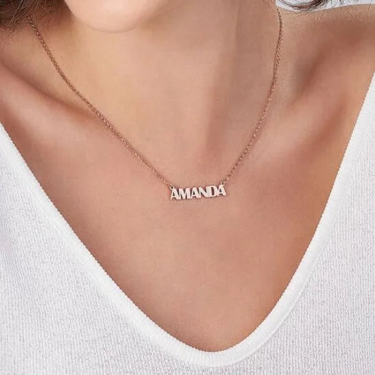 Xuping Necklace Personalised Gold Copper Alloy Ladies Jewelry Small Signature Cursive Classic Customized Name Necklace Women