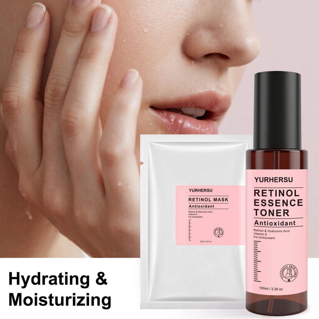 Retinol Skincare Set Anti-Aging Kit with Cream Serum Eye Cream Anti-Wrinkle Cleanser Serum Moisturizer