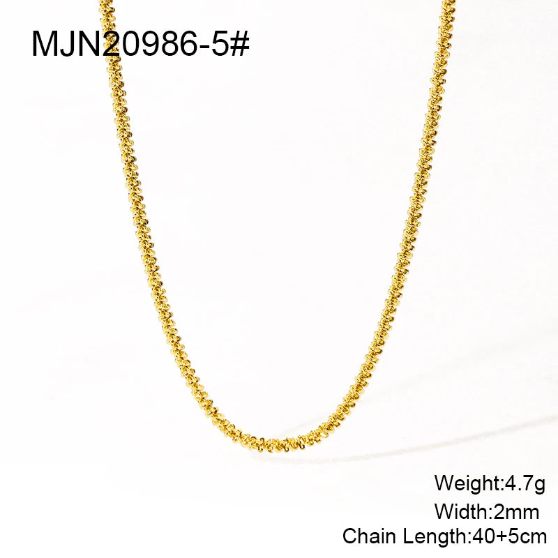 Waterproof PVD 18K Gold Plated Stainless Steel Cross Snake Bone Twist Box Chains Choker Chain Necklaces for Jewelry Making