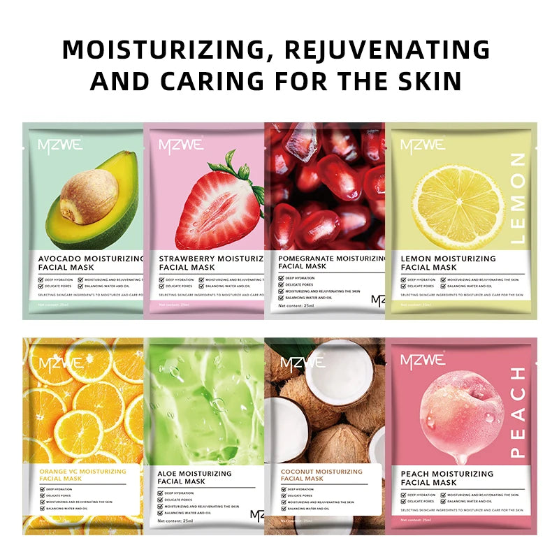 Wholesale OEM/ODM Private Label Best Brightening Hydrating Sheet Facial Mask Skin Care Oil Control Vitamin C Fruit Face Mask