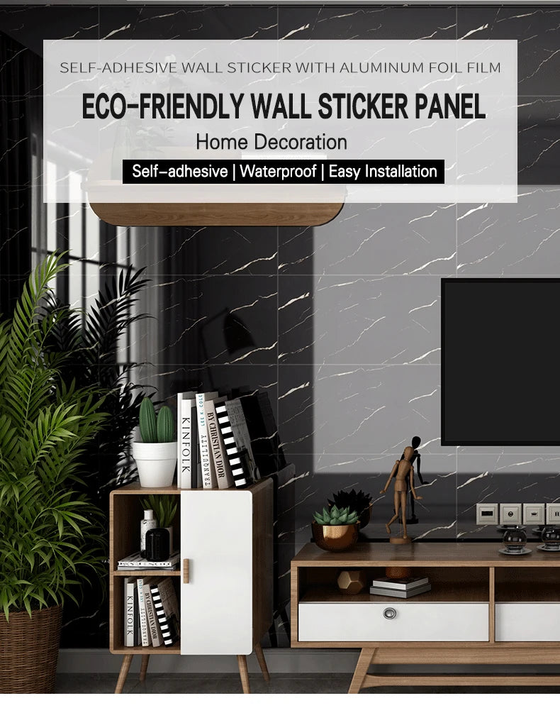 Modern High Glossy PVC Wall Panels Marble Look Eco-Friendly Non-Toxic Soundproof Geometric Waterproof Entertainment Living Room