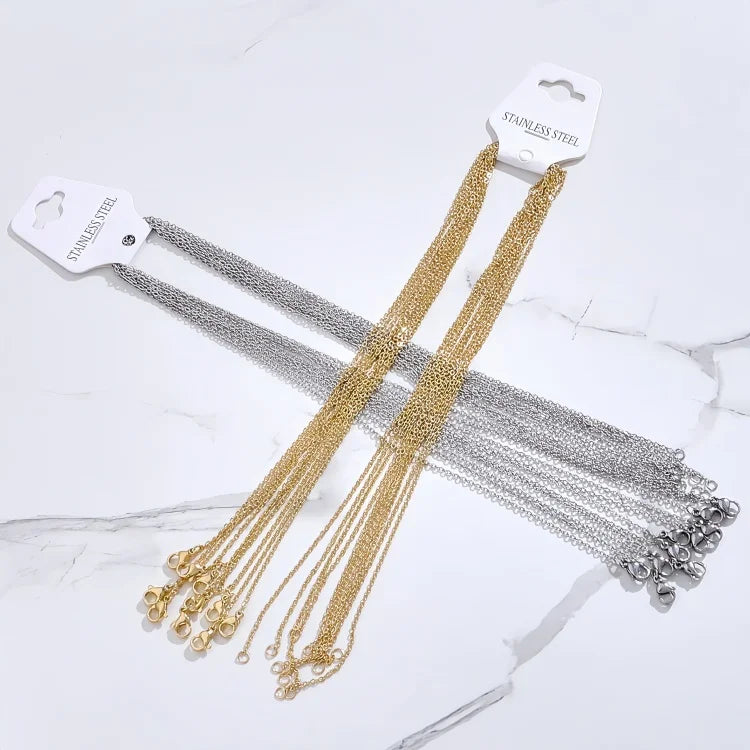 10pcs/bag 304 Stainless Steel Gold and Silver Color Classical Chain Necklace DIY Pendant Jewelry Necklace for Women and Men