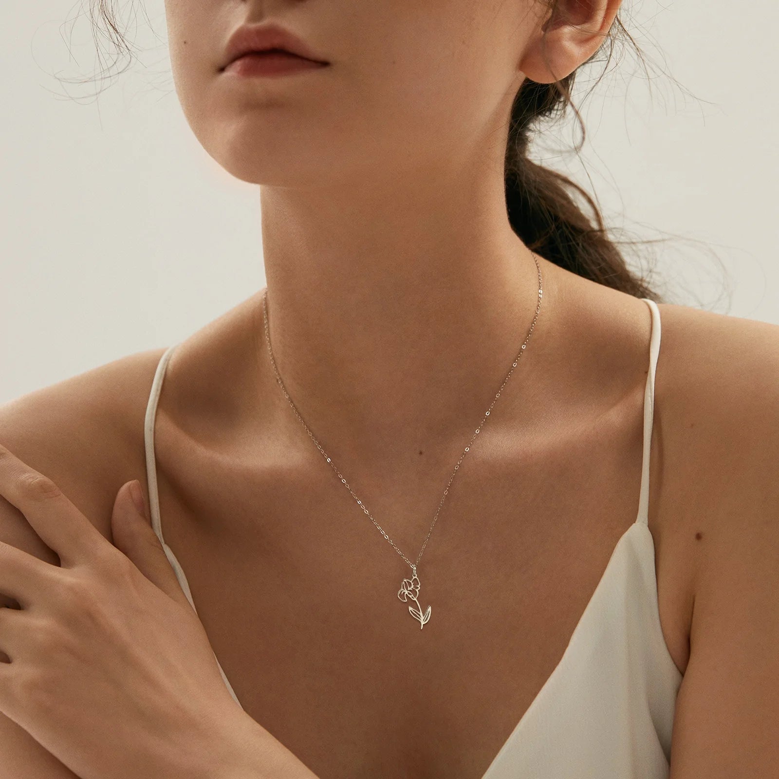 Birth Month Flower Necklace Snowdrop Daisy Rose Pendant Neck Chain Trendy Stainless Steel Jewelry Birthday Gift for Women Girls