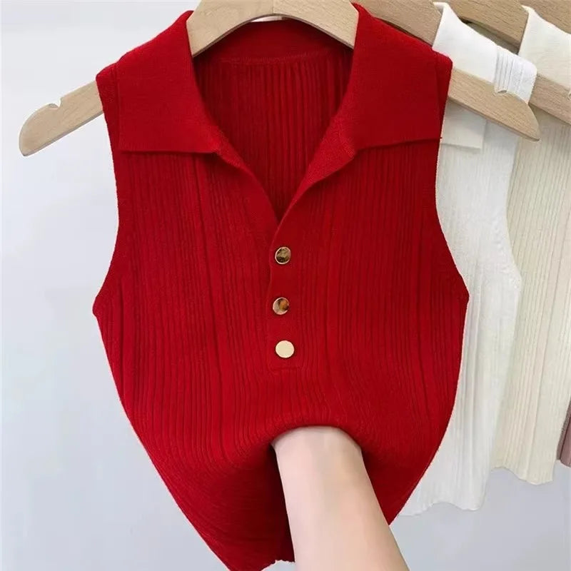 LHY Summer Knitted Vest Custom Tank Vest Slim Fit Hollow Lounge Mesh Camisole 2025 Fashion Basewear Wholesale Ribbed Crop OEM