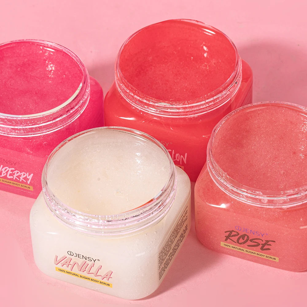 Fast customizationBody Scrub Private Label Skin Care Organic Strawberry Shea Butter Moisturizing Natural Exfoliating Sugar Whitening Body Scrub