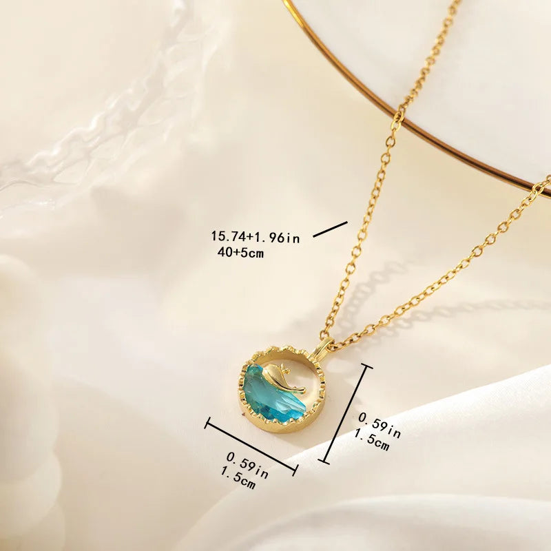 Trendy Jewelry Design 18k Gold Plated Necklace Stainless Steel Heart Butterfly Leaf Zircon Pendant Necklace Set for Women