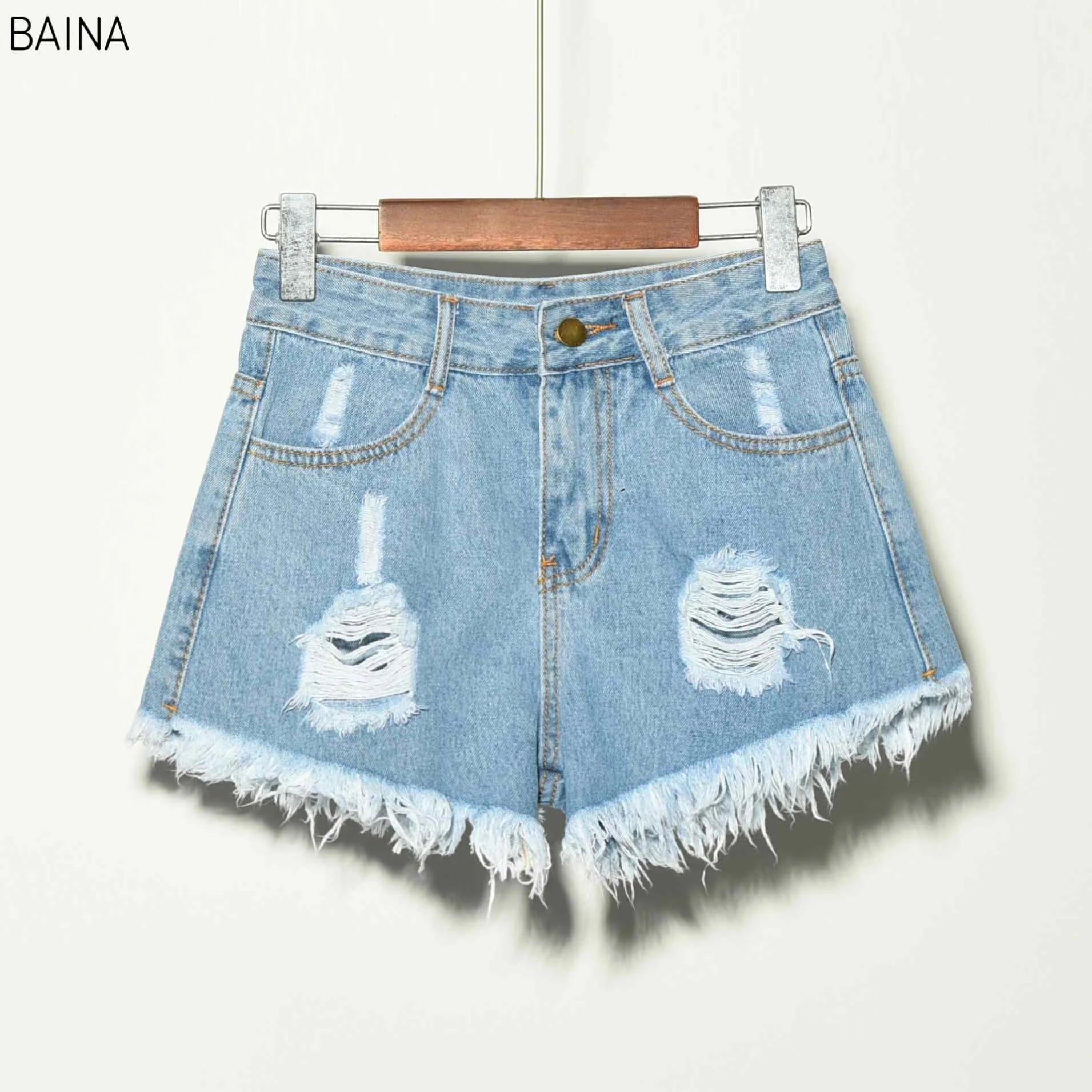 Wholesale  Stretch Women Ripped Denim Elastic Summer Plus Large Size Girls Lady Jean Jeans Shorts