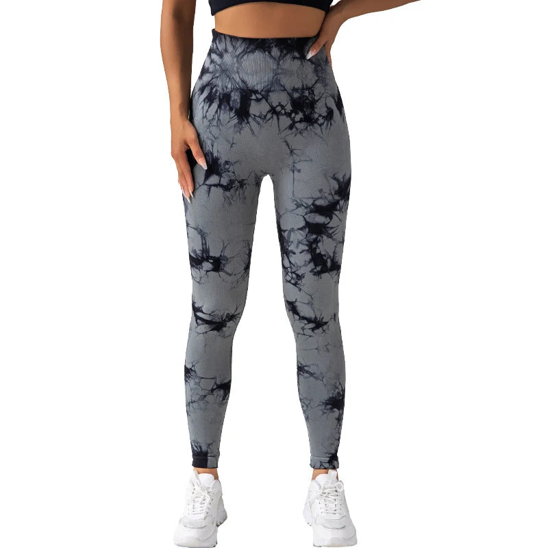 YIYI New Tie Dye Seamless High Waisted Workout Gym Fitness Leggings for Women Scrunch Butt Lifting Yoga Gym Athletic Pants