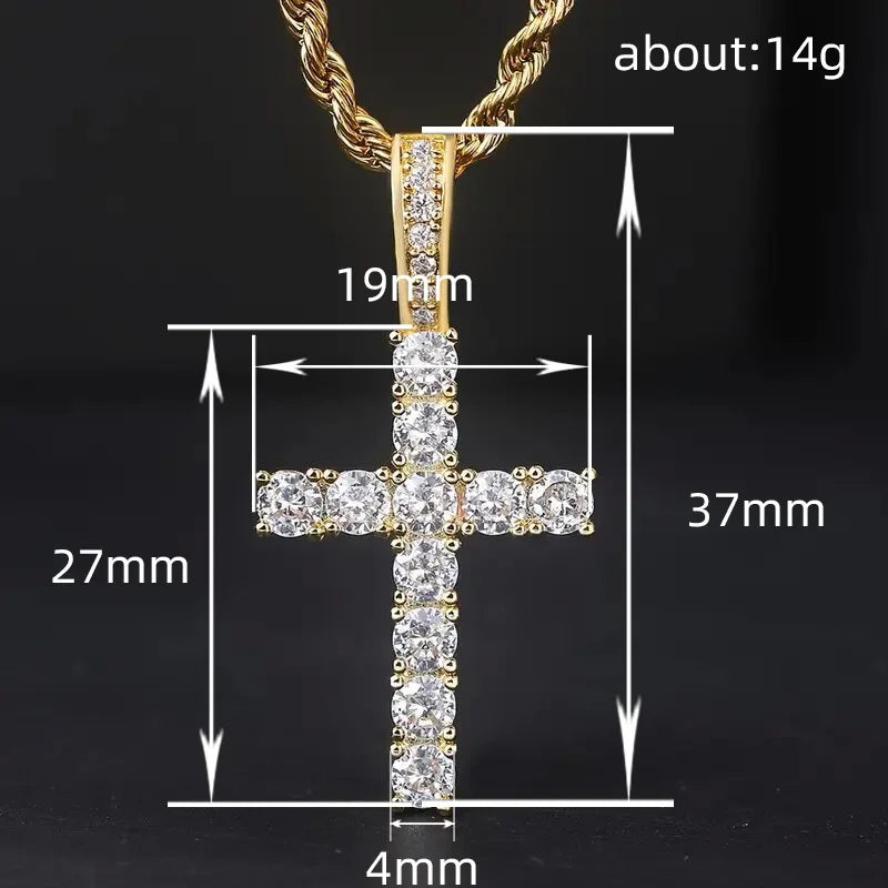 CAOSHI Hot Stainless Steel Rope Chains Tennis Cubic Zirconia Cross Necklaces Brass Pendant Gold Silver Color Women Necklaces Men