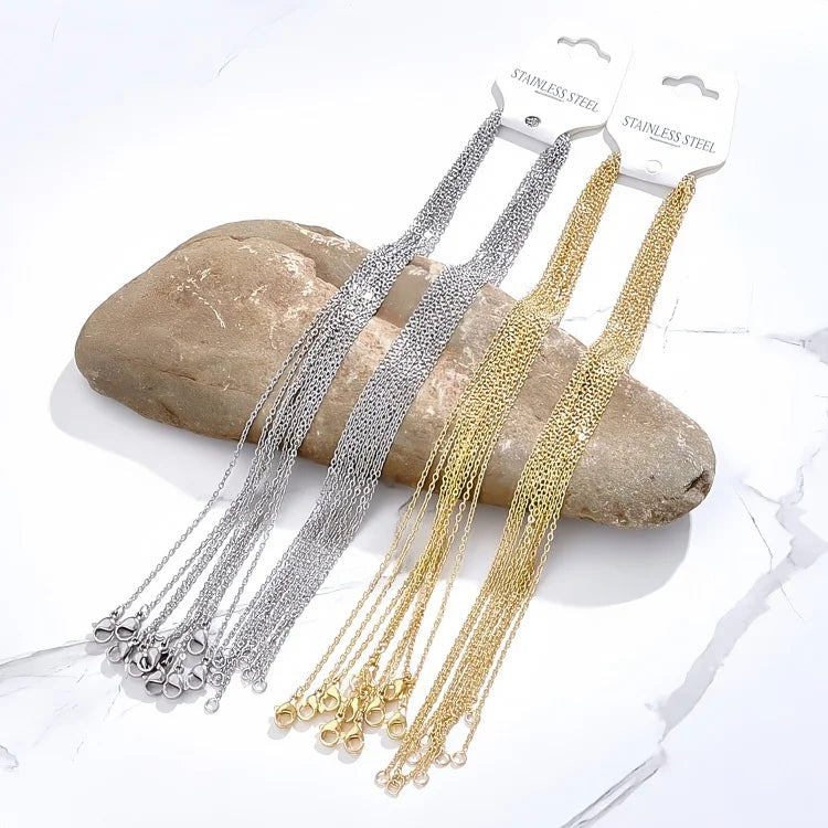10pcs/bag 304 Stainless Steel Gold and Silver Color Classical Chain Necklace DIY Pendant Jewelry Necklace for Women and Men