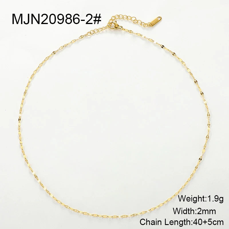 Waterproof PVD 18K Gold Plated Stainless Steel Cross Snake Bone Twist Box Chains Choker Chain Necklaces for Jewelry Making