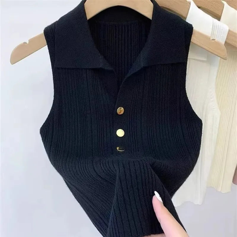 LHY Summer Knitted Vest Custom Tank Vest Slim Fit Hollow Lounge Mesh Camisole 2025 Fashion Basewear Wholesale Ribbed Crop OEM