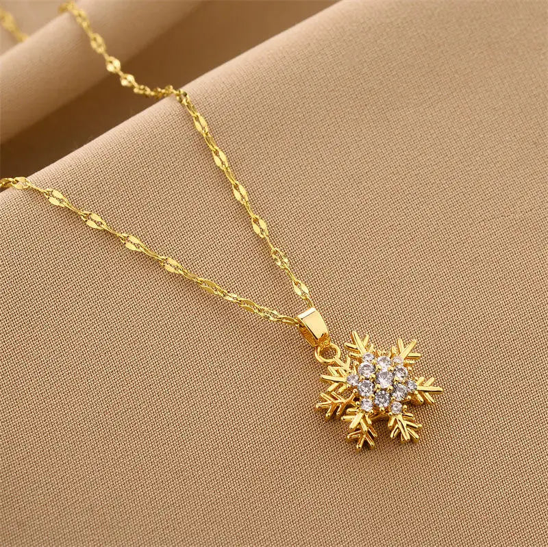 Hot Selling Waterproof 18k Gold Plated Stainless Steel Necklace Zircon Cross Heart Butterfly Letter Pendant Necklace for Women