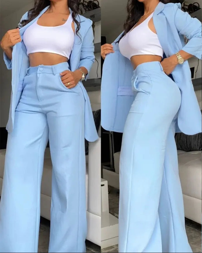 Elegant Pink Button Business Suit Set Women Formal Blazer and Pants Set Office Lady 2 Piece Outfit  Anti-pilling Women Sets