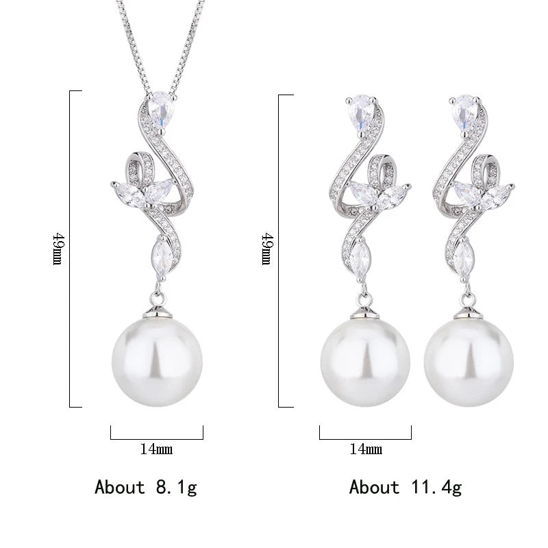 2025 New Brass Platinum Plated 14mm Fritillaria Pearl Fashion Simple Music Symbol Jewelry Set for Anniversary Occasions
