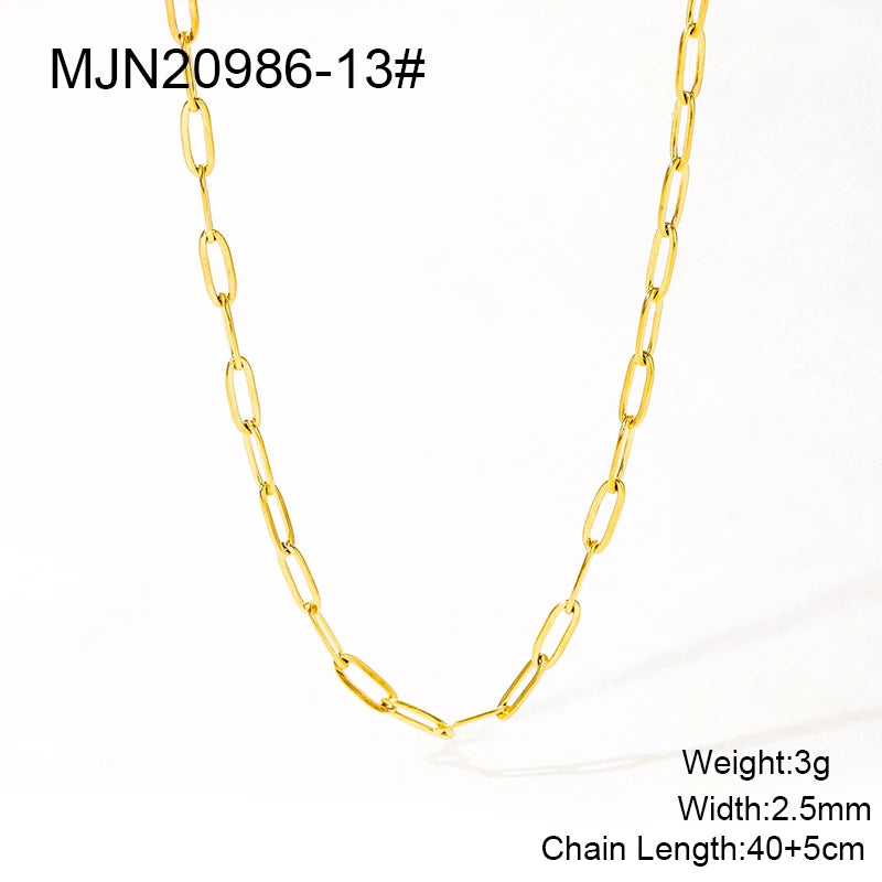 Waterproof PVD 18K Gold Plated Stainless Steel Cross Snake Bone Twist Box Chains Choker Chain Necklaces for Jewelry Making