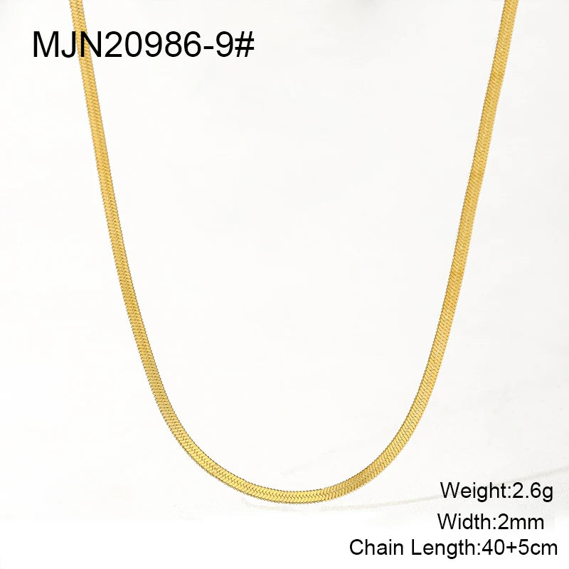 Waterproof PVD 18K Gold Plated Stainless Steel Cross Snake Bone Twist Box Chains Choker Chain Necklaces for Jewelry Making
