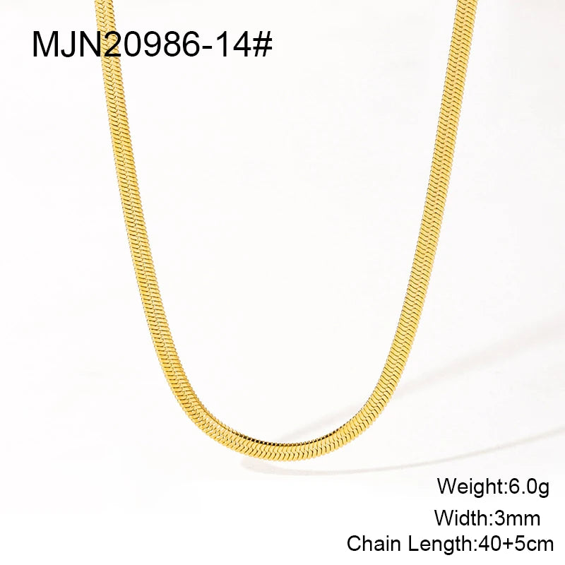 Waterproof PVD 18K Gold Plated Stainless Steel Cross Snake Bone Twist Box Chains Choker Chain Necklaces for Jewelry Making