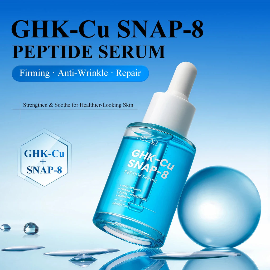 制造商OEM韩国护肤精华液玻尿酸视黄醇SNAP-8 + GHK-CU肽抗衰老抗皱维生素C面部精华液