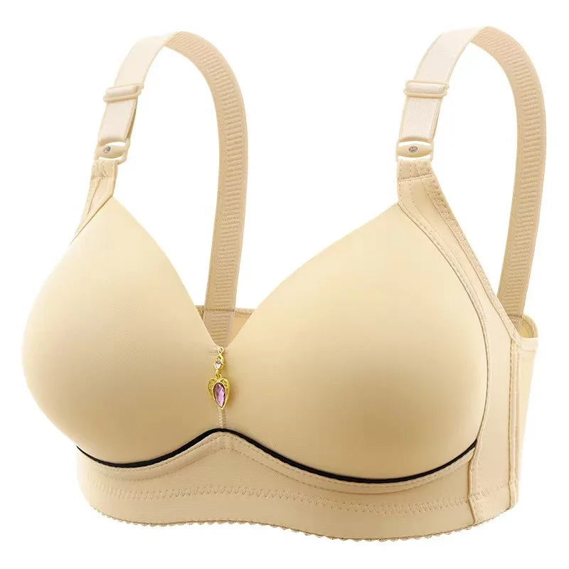 OEM Plus Size Women's Bra Can Be Adjusted With Smooth Fabric Without Rims and High Quality Gathered Underwear.
