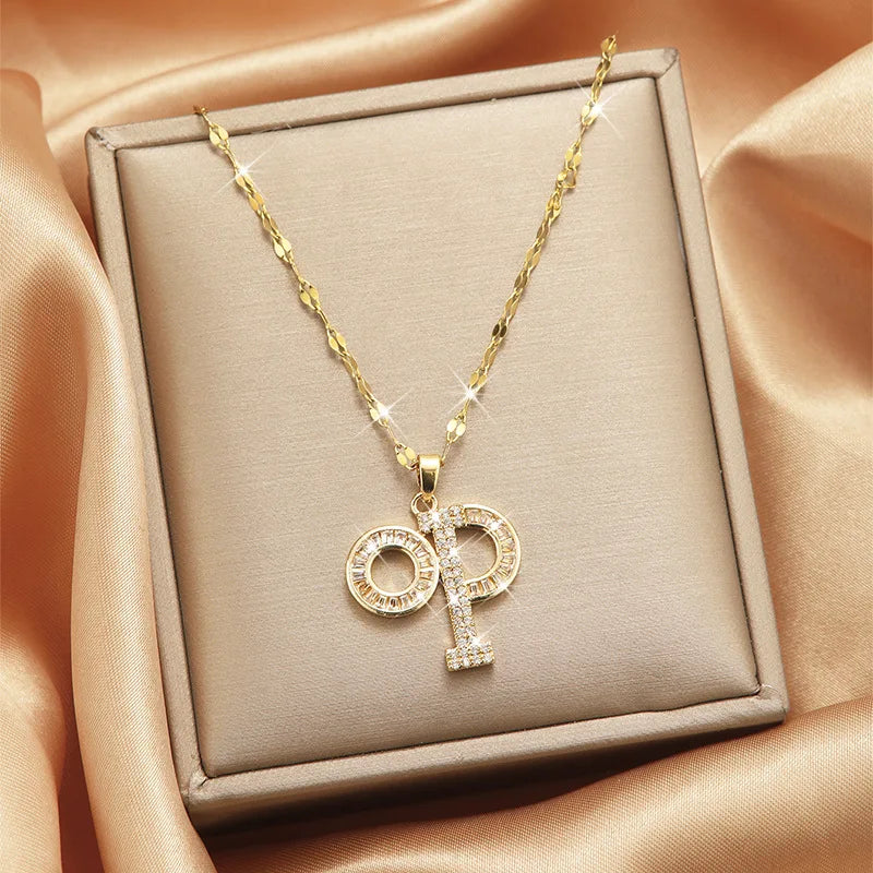 Trendy Jewelry Design 18k Gold Plated Necklace Stainless Steel Heart Butterfly Leaf Zircon Pendant Necklace Set for Women