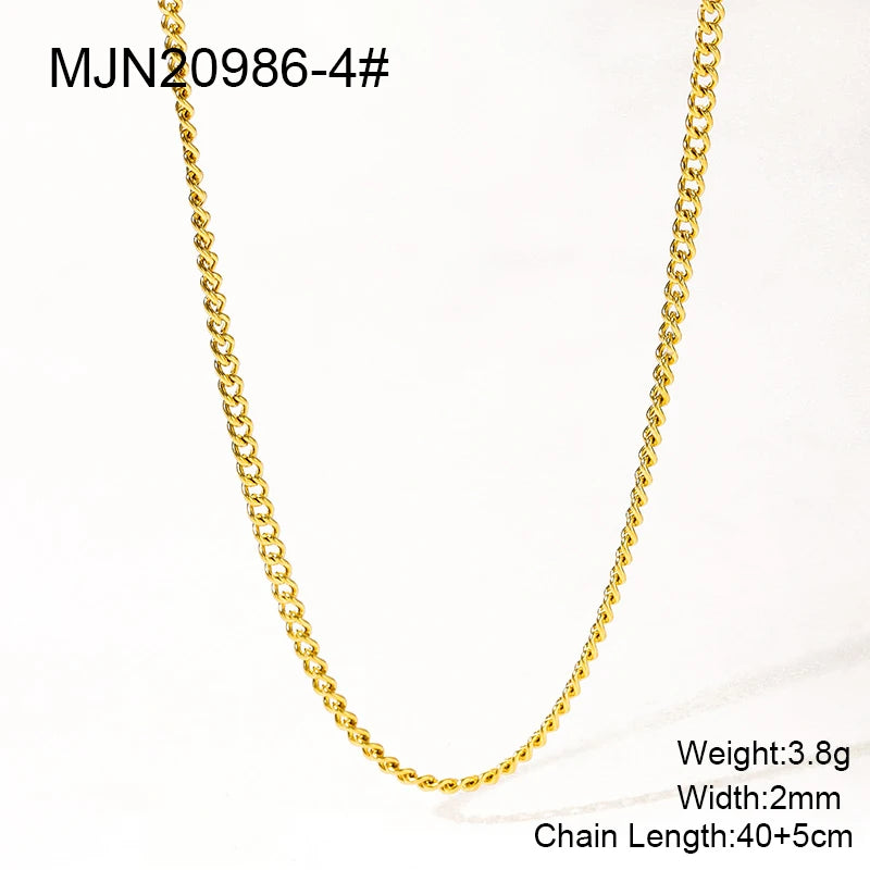 Waterproof PVD 18K Gold Plated Stainless Steel Cross Snake Bone Twist Box Chains Choker Chain Necklaces for Jewelry Making