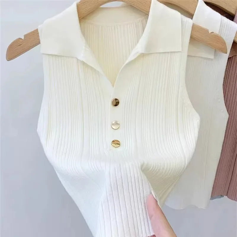 LHY Summer Knitted Vest Custom Tank Vest Slim Fit Hollow Lounge Mesh Camisole 2025 Fashion Basewear Wholesale Ribbed Crop OEM