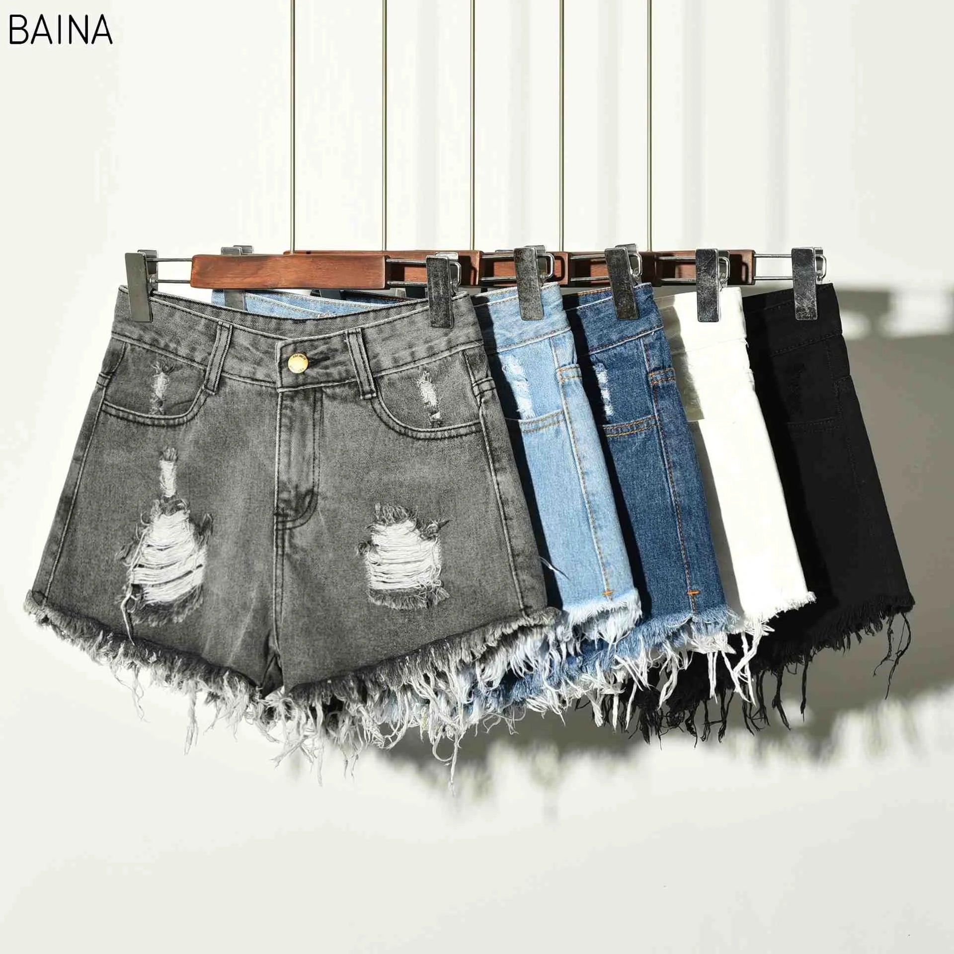 Wholesale  Stretch Women Ripped Denim Elastic Summer Plus Large Size Girls Lady Jean Jeans Shorts