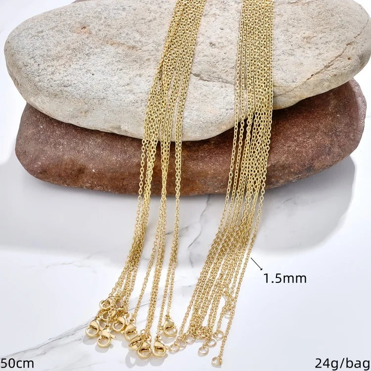 10pcs/bag 304 Stainless Steel Gold and Silver Color Classical Chain Necklace DIY Pendant Jewelry Necklace for Women and Men