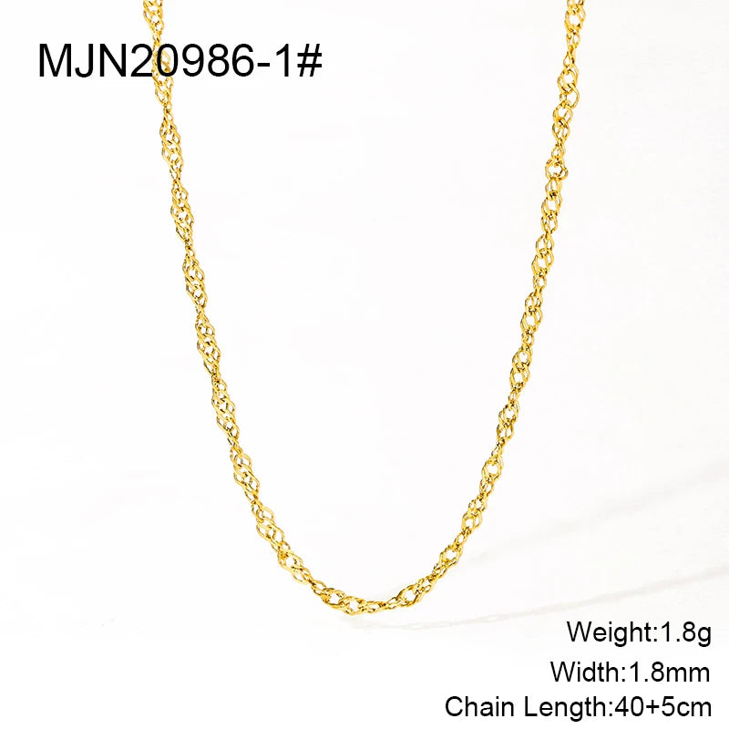 Waterproof PVD 18K Gold Plated Stainless Steel Cross Snake Bone Twist Box Chains Choker Chain Necklaces for Jewelry Making