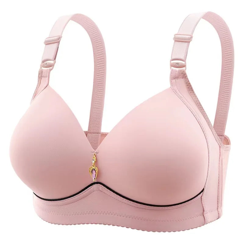 OEM Plus Size Women's Bra Can Be Adjusted With Smooth Fabric Without Rims and High Quality Gathered Underwear.