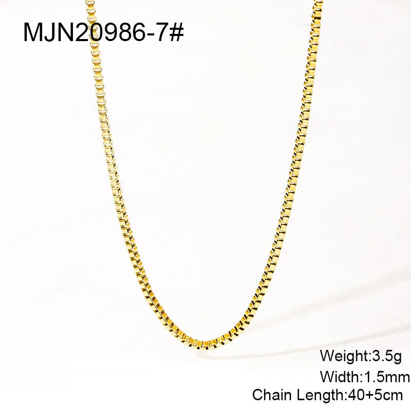 Waterproof PVD 18K Gold Plated Stainless Steel Cross Snake Bone Twist Box Chains Choker Chain Necklaces for Jewelry Making