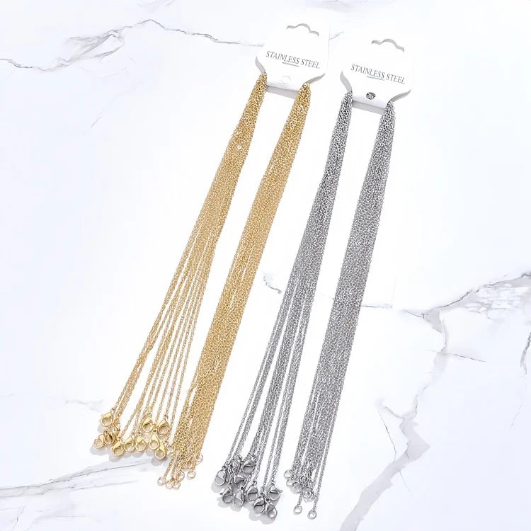 10pcs/bag 304 Stainless Steel Gold and Silver Color Classical Chain Necklace DIY Pendant Jewelry Necklace for Women and Men